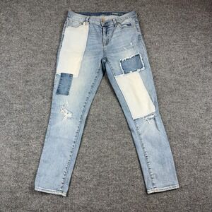 Gap 1969 Jeans Womens 27 Light Wash Mid Rise Skinny Patchwork Distressed